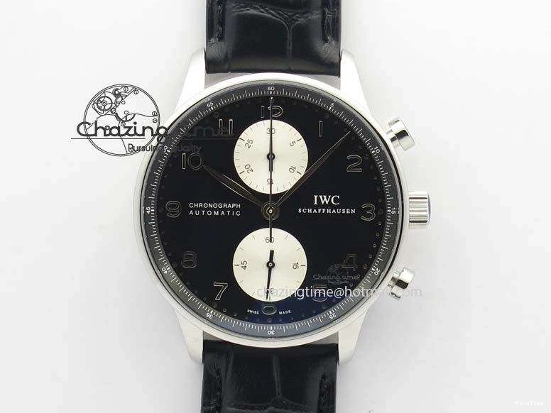 MIROTIME 0512 Modern Portuguese IW371404 ZF V3 1:1 Best Edition SS Black Dial On Black Leather Strap A 7267